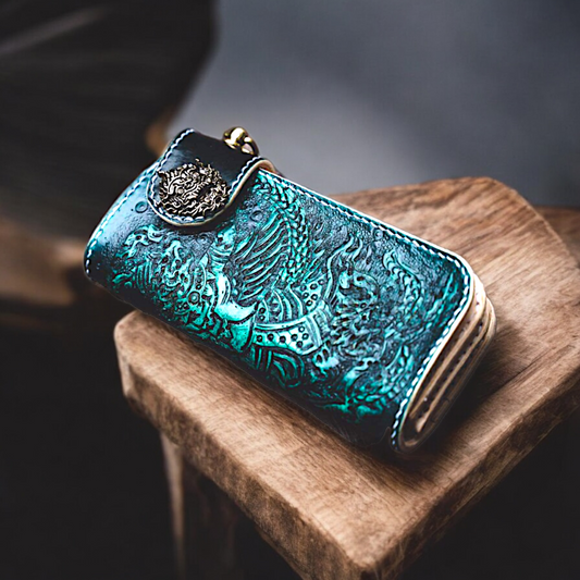 "Emerald Yak Majesty" - Handcrafted Leather Wallet