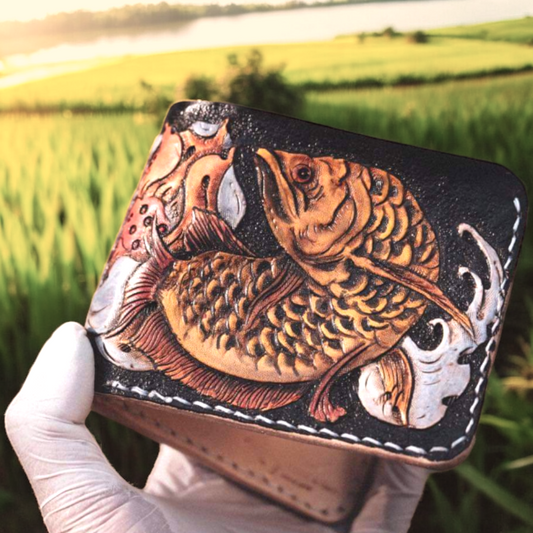 "Asian Arowana Allure" - Handcrafted Leather Wallet