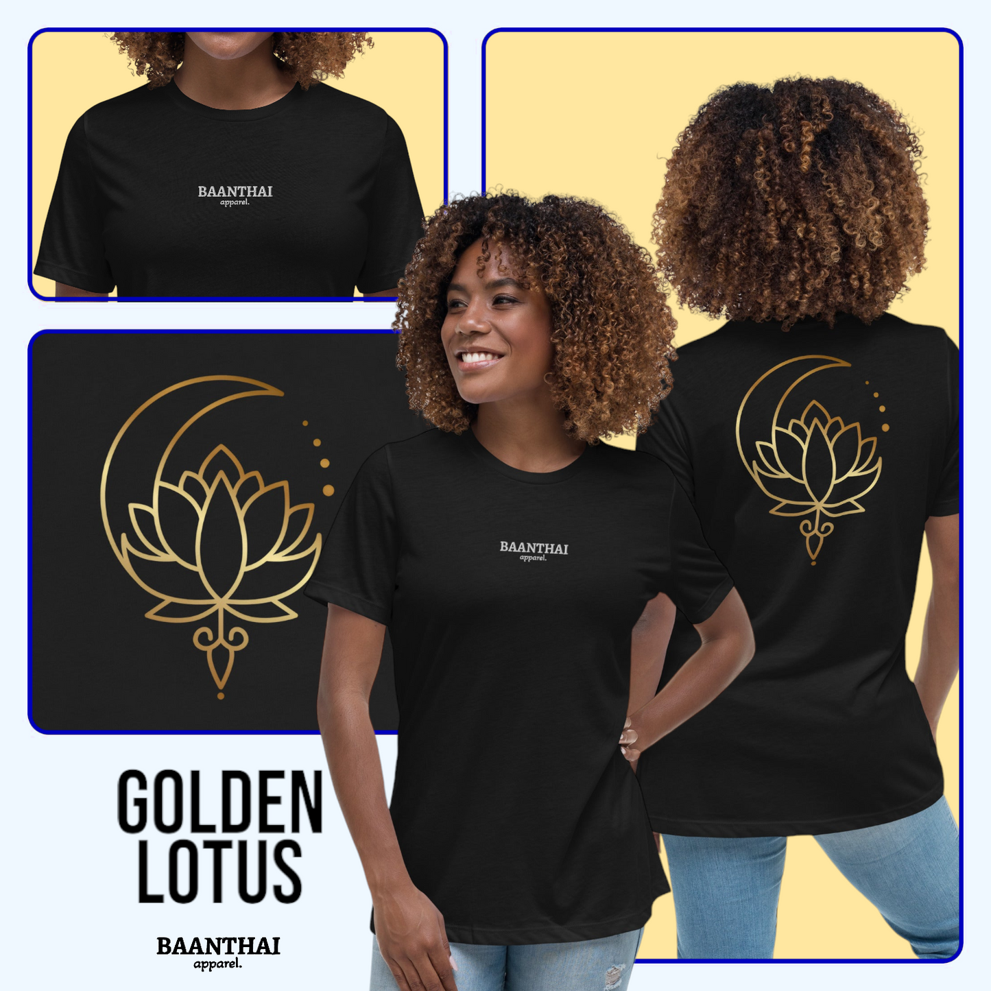 "Golden Lotus" Women's Tee - Black