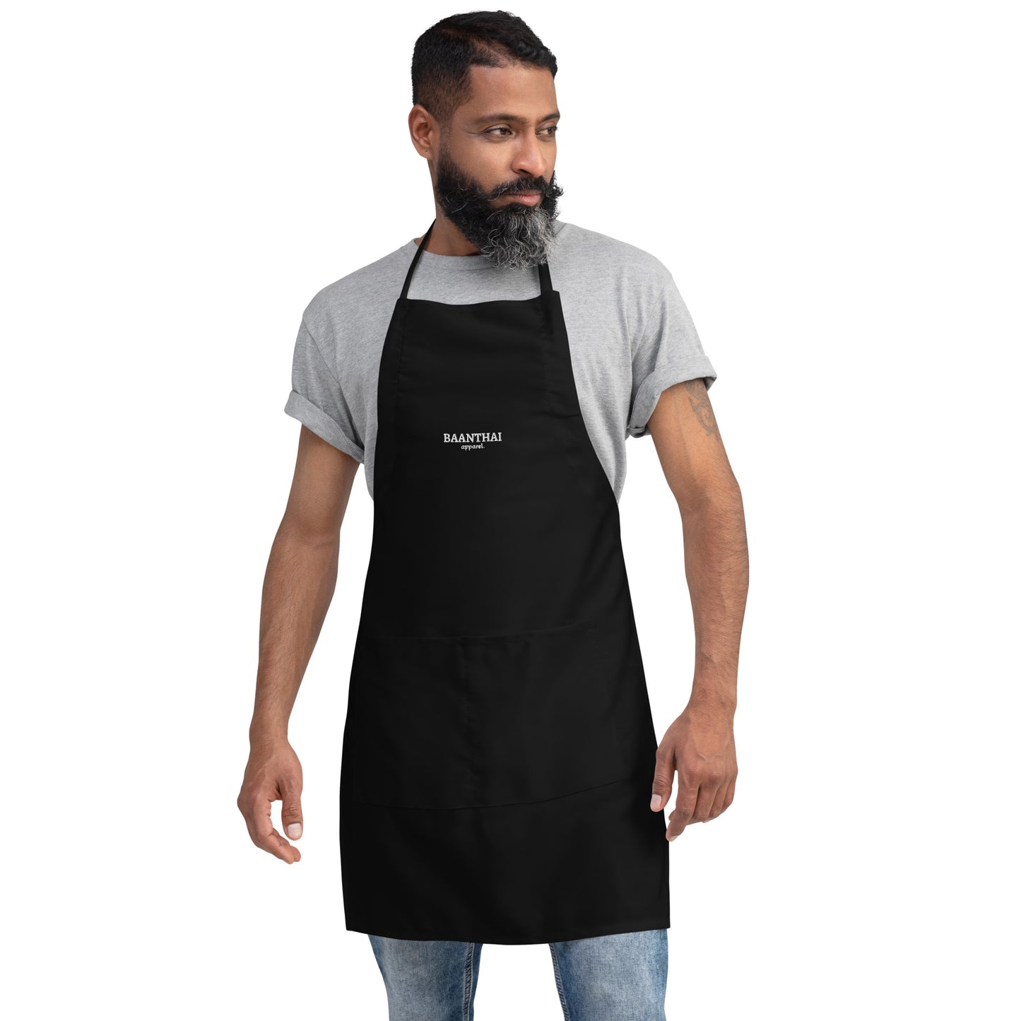 "Embroidered Essentials" Apron - Black