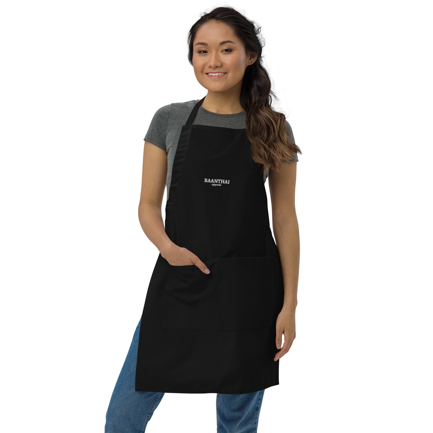 "Embroidered Essentials" Apron - Black