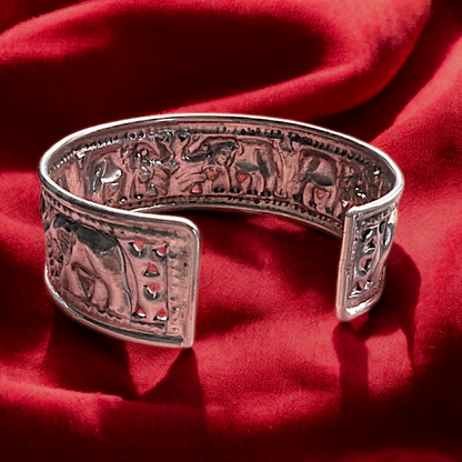 Elephant Engraved Thai Silver Cuff