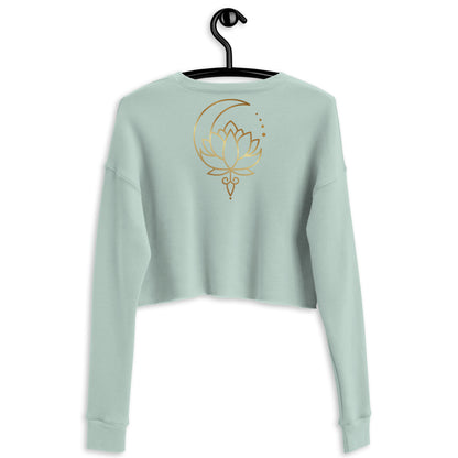 "Golden Lotus" Women's Cropped Sweatshirt - Sage