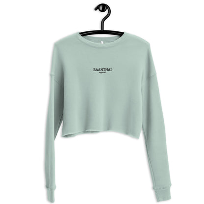 "Golden Lotus" Women's Cropped Sweatshirt - Sage