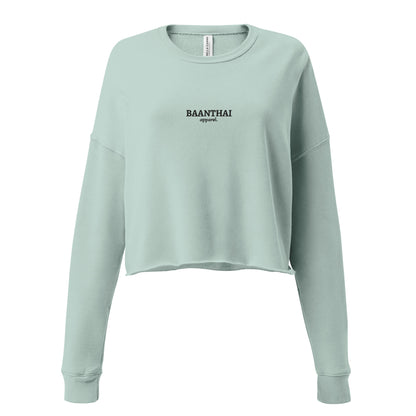 "Golden Lotus" Women's Cropped Sweatshirt - Sage