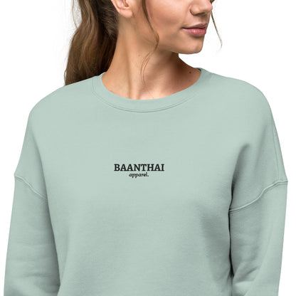 "Golden Lotus" Women's Cropped Sweatshirt - Sage